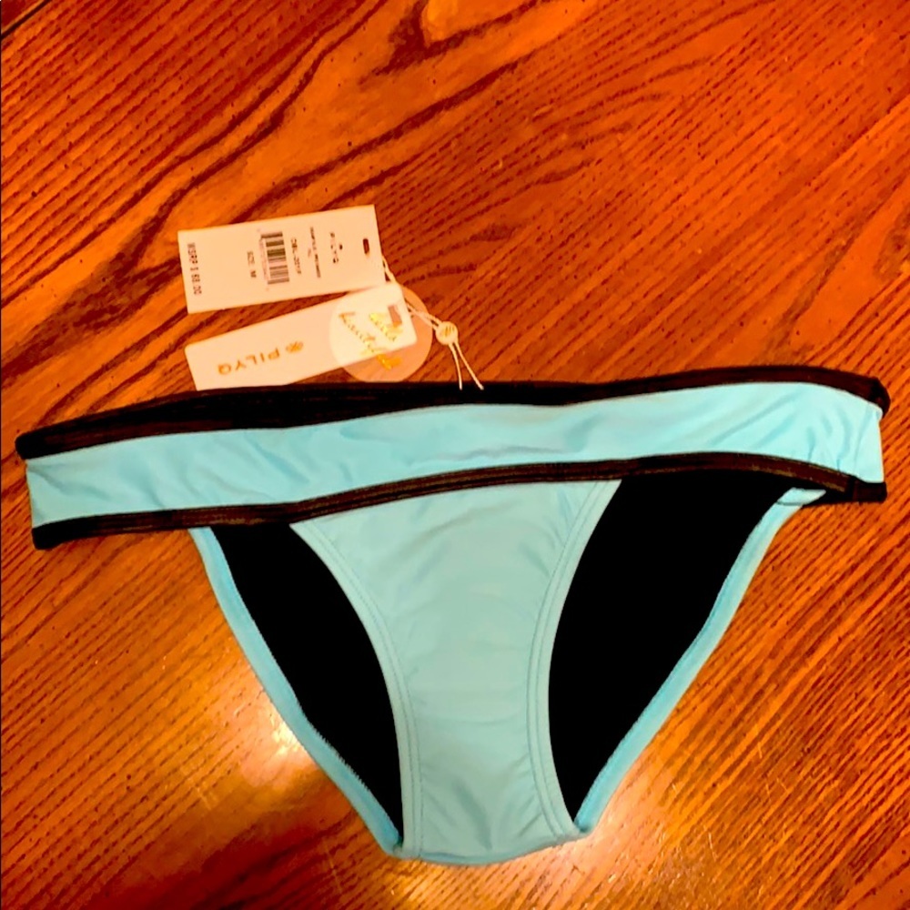 NWT PILYQ Dreamy Blue Piped‎ Banded Bikini Bottom - Picture 2 of 7